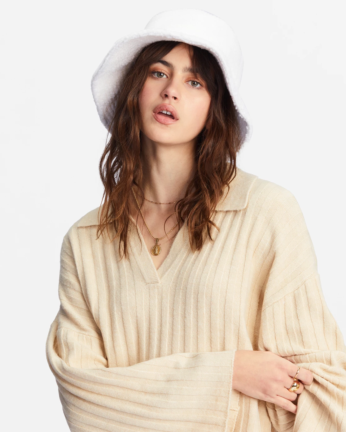 Billabong Still Single Fleece Bucket Hat ANTIQUE WHITE (anw) 2 Billabong Still Single Fleece Bucket Hat ANTIQUE WHITE (anw) - Image 2